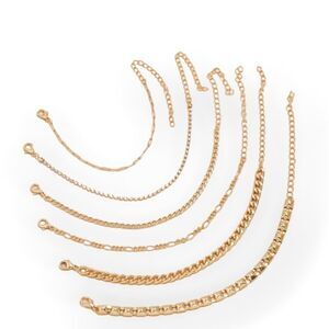 Fashion Gold Geometric Chain Simple Diamond 6 PCs Set Bracelet.